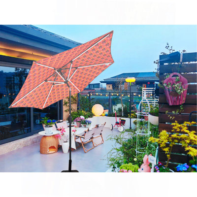 Parasol 9 pi avec motif de lumière et orange