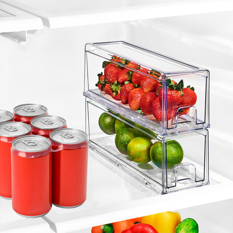  2 Pack Small Clear Stackable Pull-Out Storage and Organizer Drawers