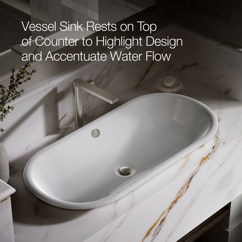 Iron Plains® Metal Oval Dual Mount Bathroom Sink with Overflow, White