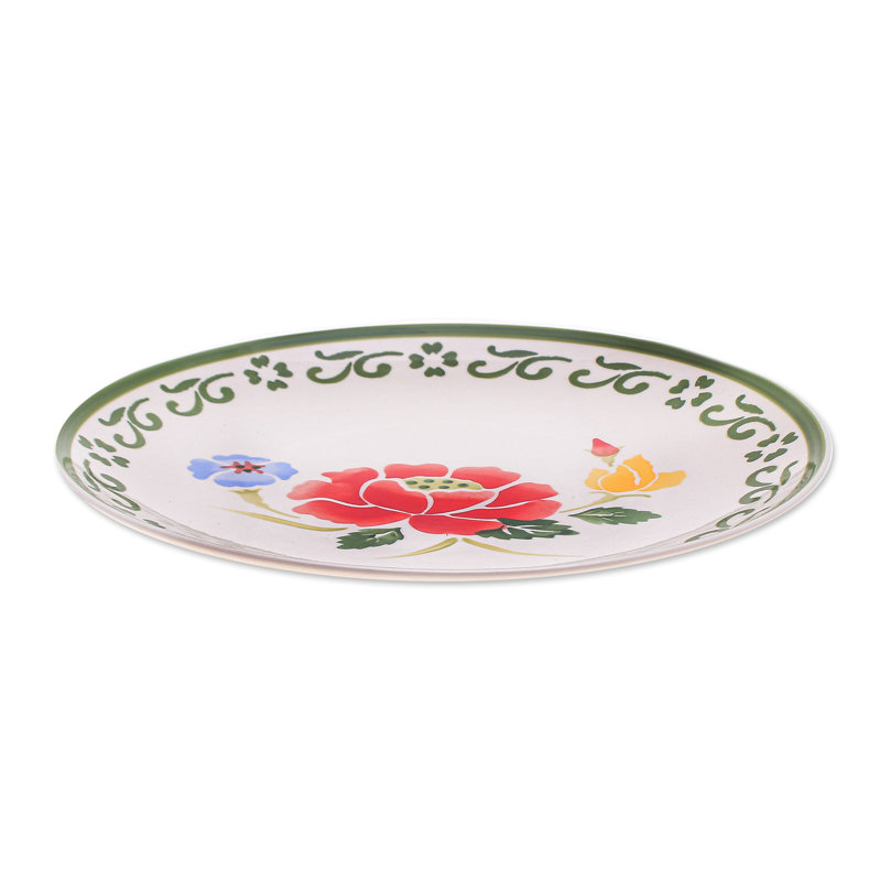 Handmade Earthenware Dinner Plate, Green