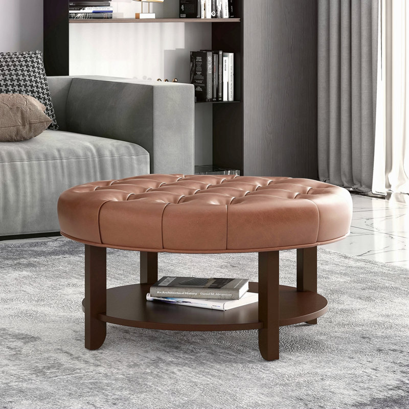 OTTOMAN ROND, Marron clair