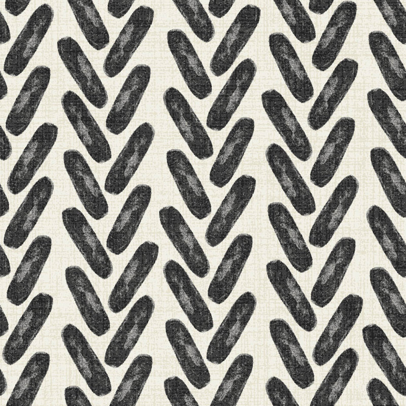 Sunbrella 44" x 18" Contoured Outdoor Wicker Bench Cushion, Hatch Black Chevron