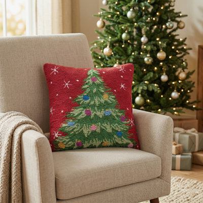 Coussin d'arbre de Noël en laine crochetée par The Pillow Shoppe