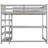 Twin Size Loft Bed In Gray With Storage Desk And Shelves - Solid Wood For Comfortable Sleep Under Construction Of Bedroom Efficiency Space Saving-538144897