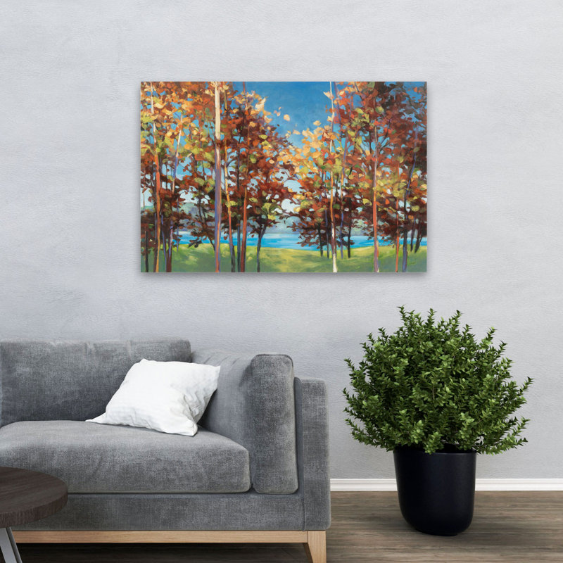 Automne et art kaléidoscope bleu vif, H 32 po x l 48 po