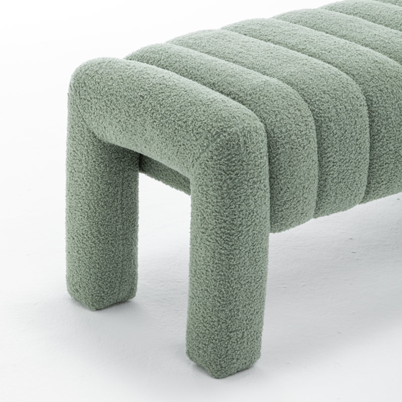 Channel Tufted Upholstered Bedroom Bench, Green