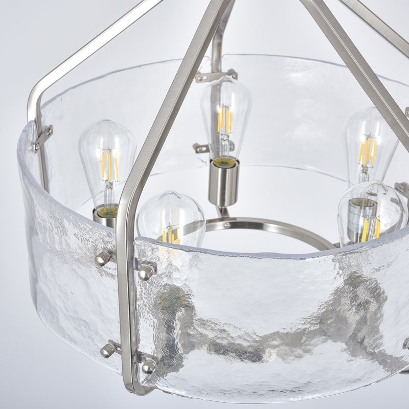 Lustre de style campagnard à 5 ampoules à intensité variable de 19,68 po, Satin Nickel