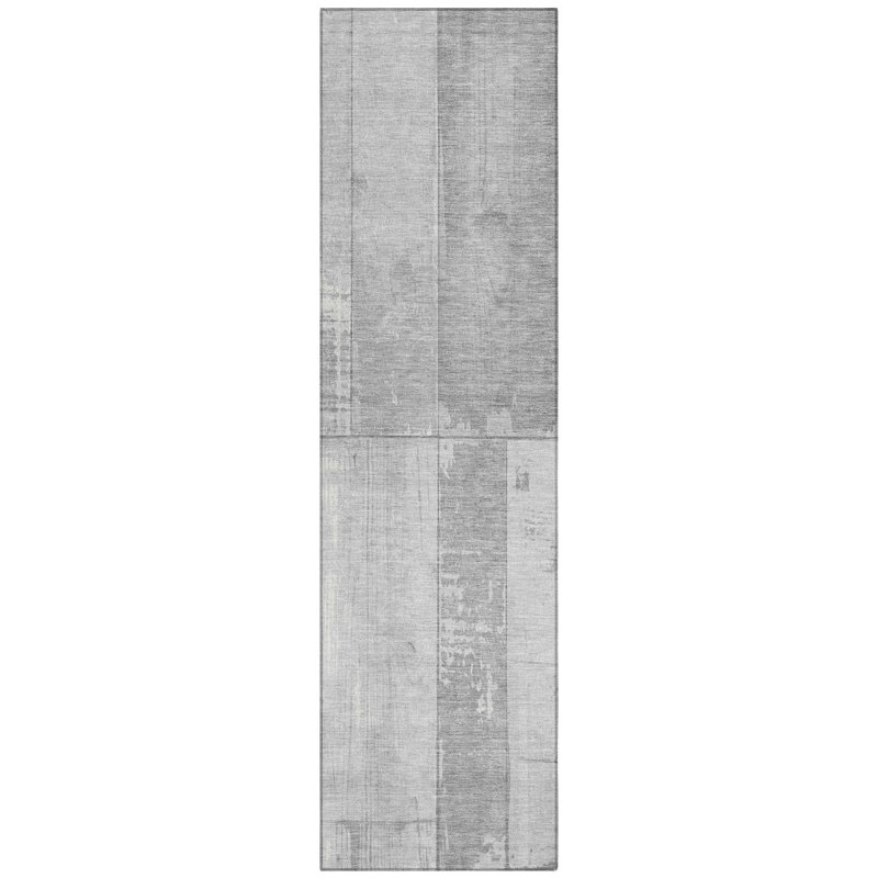 Machine Washable Indoor/Outdoor Xhevrie Gray Rug, Runner 2'3" x 7'6" 