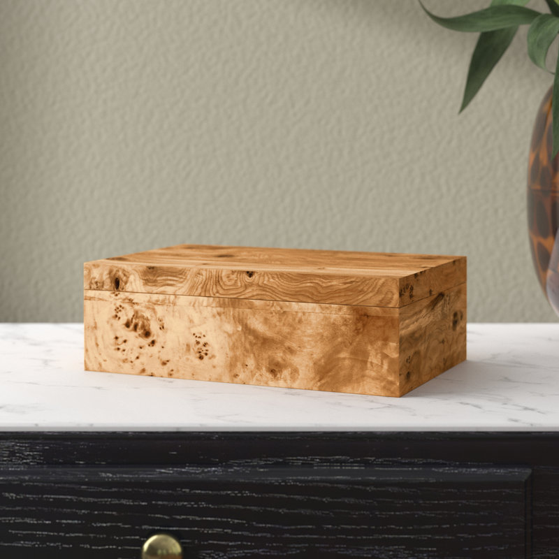 Niara Wooden Decorative Box, 3.25" H x 10" W x 6.5" D