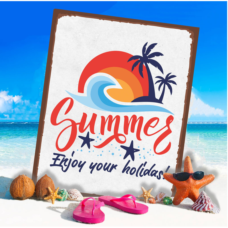 Enjoy Holiday Summer Beach Sea - No Frame Print on Metal