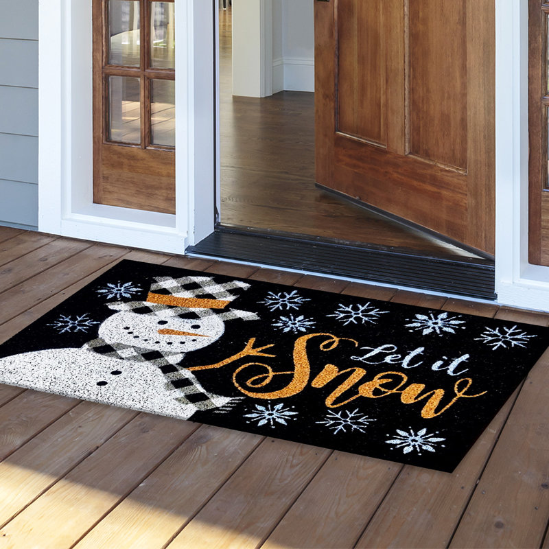 Checkered Snowman Medium Coir Doormat