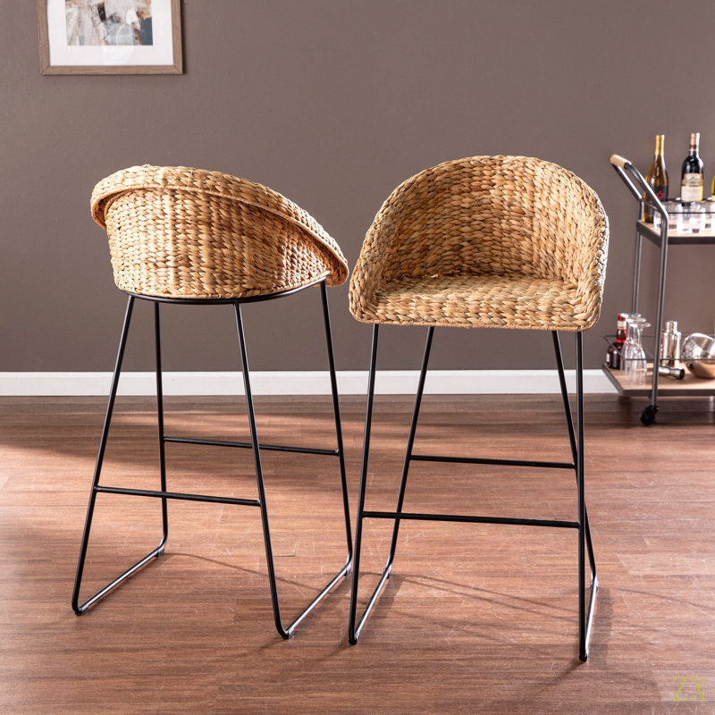 Landrine Water Hyacinth Bar Stools – 2Pc Set