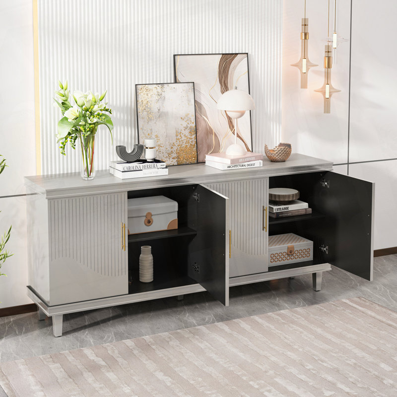 Grande armoire pratique à 4 portes avec capacité de charge élevée, Champagne