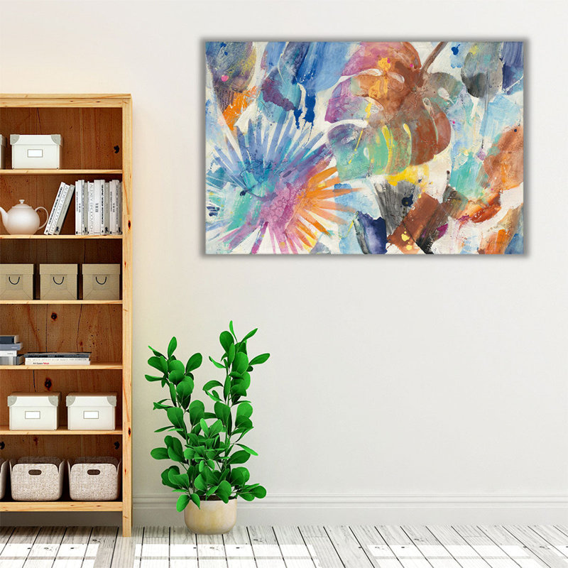 Palmier abstrait - reproduction d'art sur toile, H 16 po x l 24 po