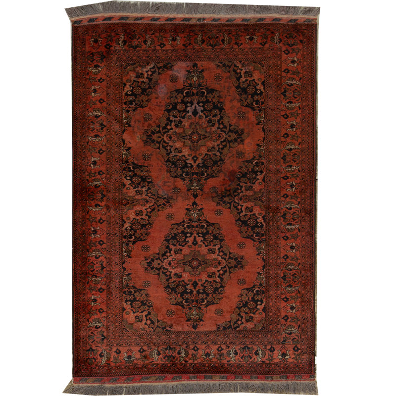 Tapis rouge foncé de haute qualité noué à la main