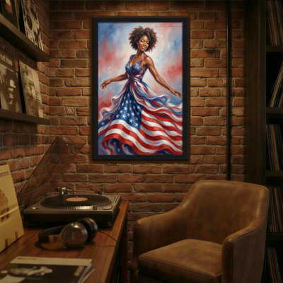 Abstract American Flag Dress Woman Portrait