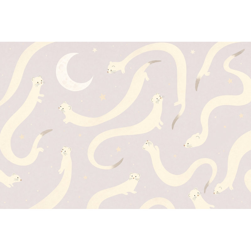 Papier peint chambre d'enfant amovible en forme de croissant de lune, 120 po x 96 po, Non-Woven Nonpasted