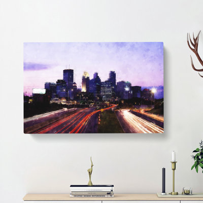 Minneapolis Skyline At Dusk - Wrapped Canvas