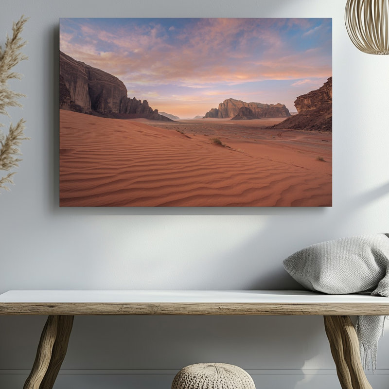 Toile, "Un vaste paysage désertique au crépuscule", art mural de falaises de grès, H 30 po x l 30 po