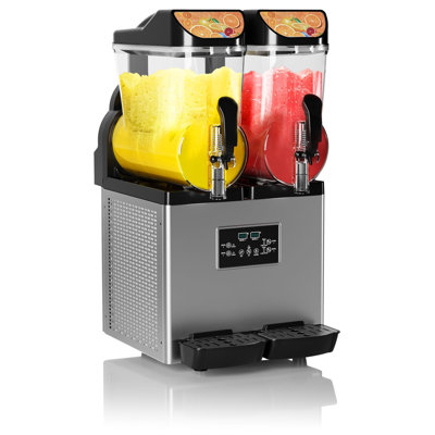 High-Capacity Commercial Slushy Machine 30L/8Gal - Double Tank 900W/1000W Frozen Drink & Margarita Maker - Stainless Steel, Self-Cleaning, LED Lids, Smoothie & Cocktail Dispenser