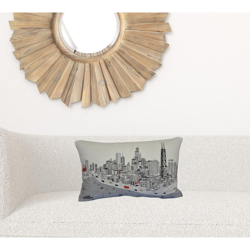 Lumbar Decorative Pillow, Cream, 14" x 24", London Daylight