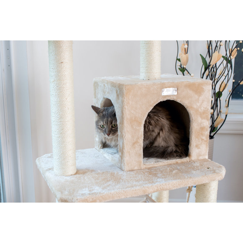 Arbre à chat 57 po en bois véritable Harva, Beige