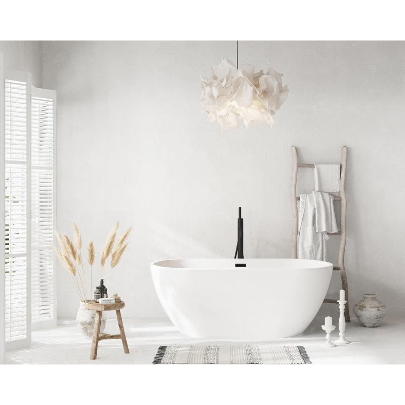 59 Inch Bathtub in Glossy White with Trim, Matte Black