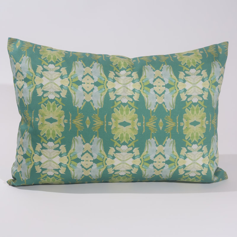 Wildflowers I Small Repeat Luxury Throw Pillow, Dark Green Floral