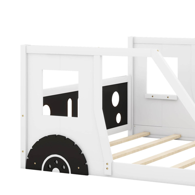 Lit plateforme double avec roulettes, Blanc