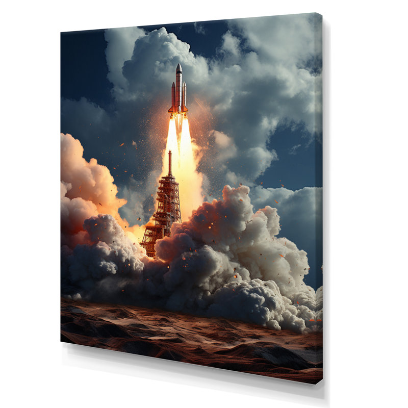 " Rocketship Launch II ", 12" W x 20" H, Wrapped Canvas