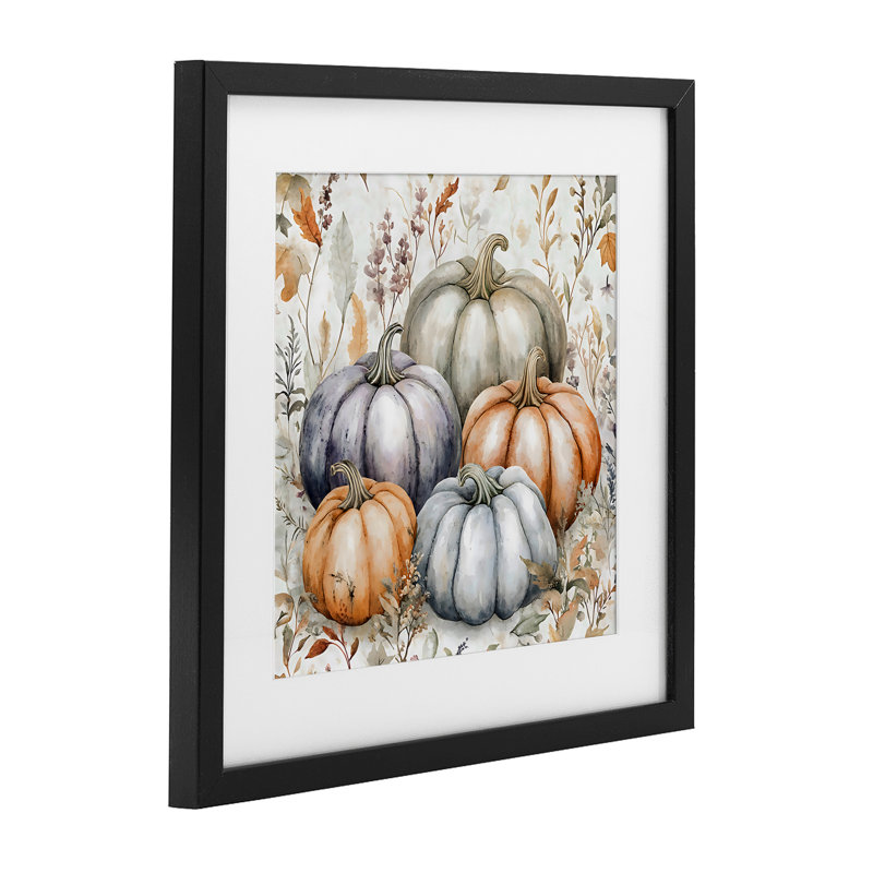 «Watercolor Pumpkin Harvest», reproduction encadrée sous verre, design by Creative Studio, H 13 po x l 13 po