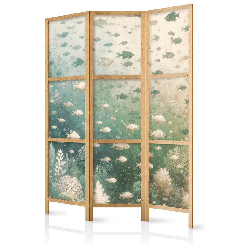 171cm H Solid Wood Folding Room Divider, 171cm H x 135cm W x 1.2cm D