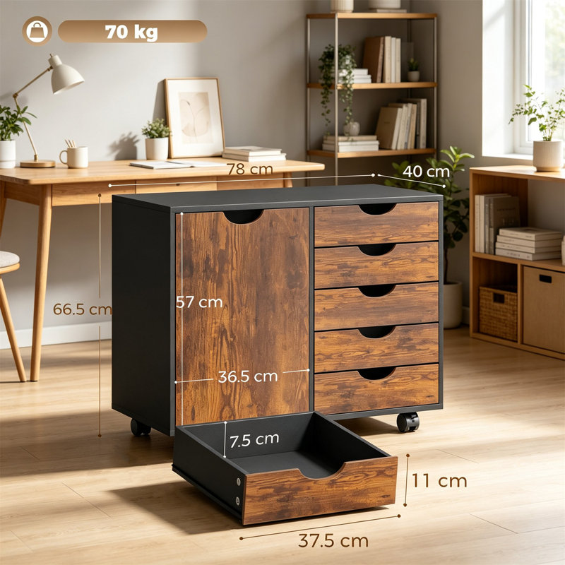 78 cm W 5 -Drawer Filing Cabinet, Rustic Brown