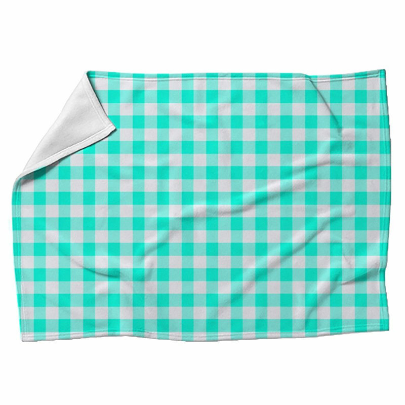 Machine Printed Throw Blanket, Jeté, Guingan, Vert/blanc