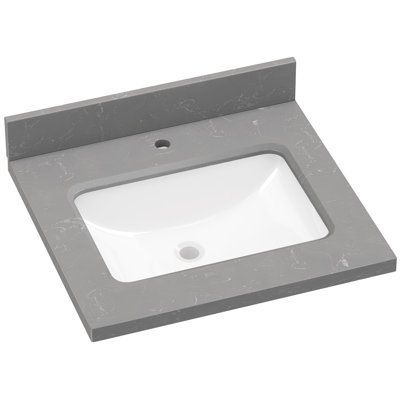 24 Inch Cultured Marble Gray Rectangular Single Sink Bath Vanity Top With Backsplash Countertop In Gray