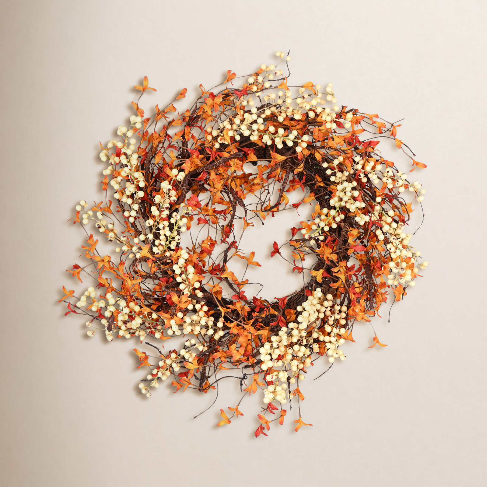 24" Handcrafted Berry, Twig Thanksgiving Wreath