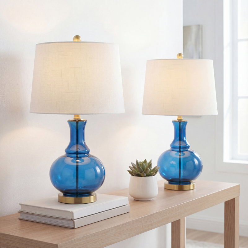 Lynelle Glass Table Lamp, Cobalt Blue