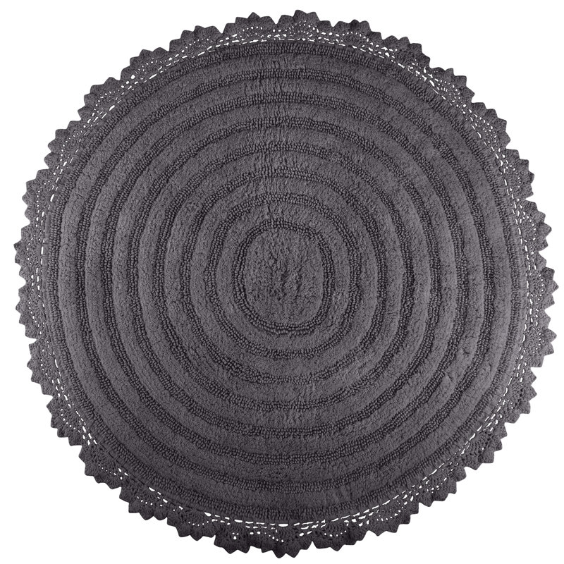 Bathroom Rugs - 2-Piece Cotton Bath Mat Set - Non Slip Rugs For Shower, Tub, Toilet, Or Vanity - Machine Washable Bathroom Runner (Charcoal)