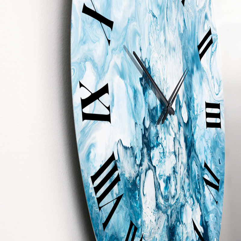 Horloge murale Modern Blue Waves - Blue and White, Petit