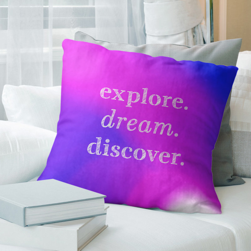 Coussin Handjet, 14 po x 14 po, Bleu / fuchsia, Housse de coussin seulement - sans coussin