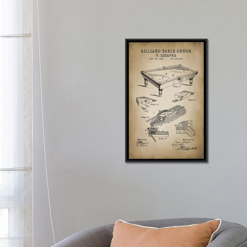 «Billiard I», impression sur toile, H 26 po x l 18 po x P 1,5 po, Toile avec cadre noir