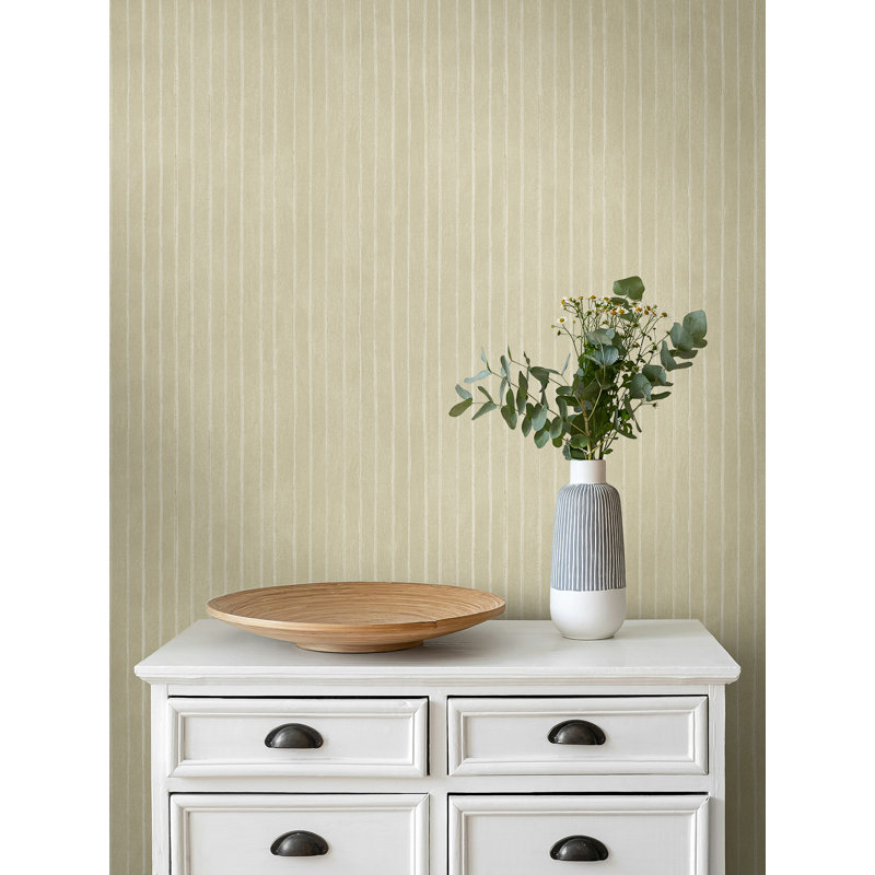 Papier peint rayé Seaens Designs Sand Crenshaw, Sable métallique