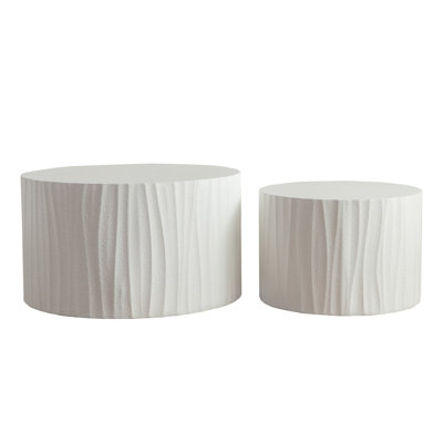 Nesting Coffee Table Set Of 2 Round Wooden Coffee Tables Circle Modern Table For Living Room Bedroom Accent End Side Table