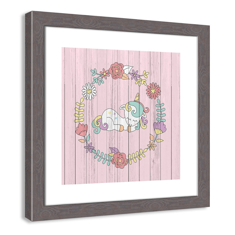 Décoration murale pour enfants, H 16 po x l 16 po x P 0,63 po, Encadrement fil du bois gris