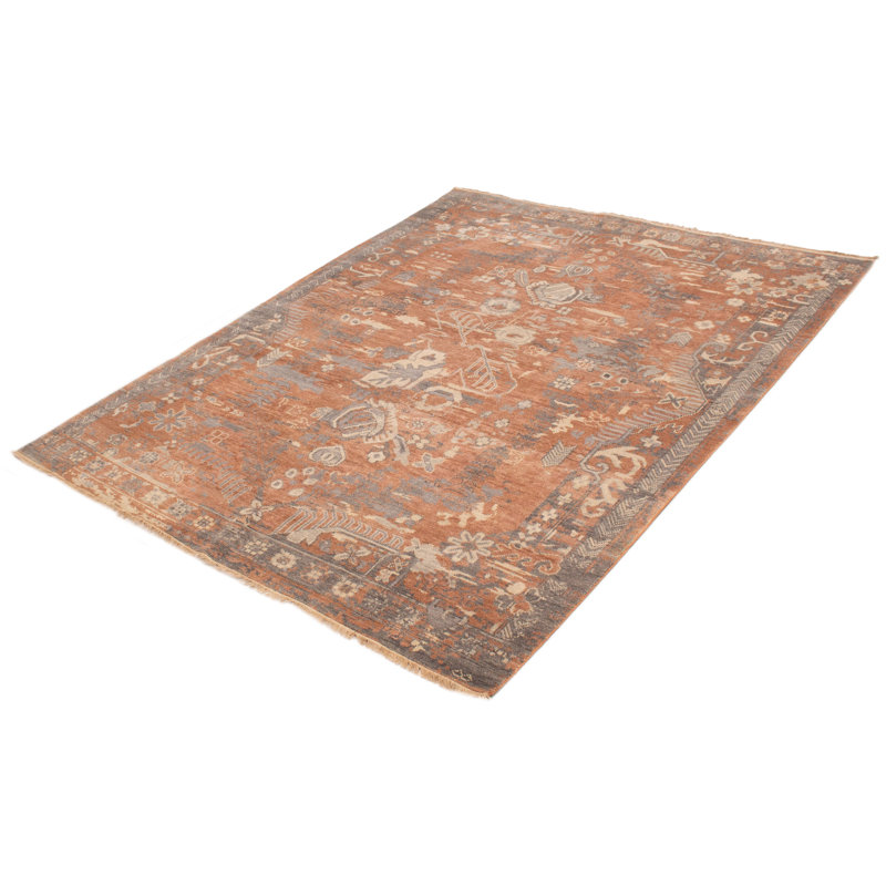 Tapis en laine de cuivre noué à la main 7 pi 11 po x 9 pi 9 po Jules Serapi