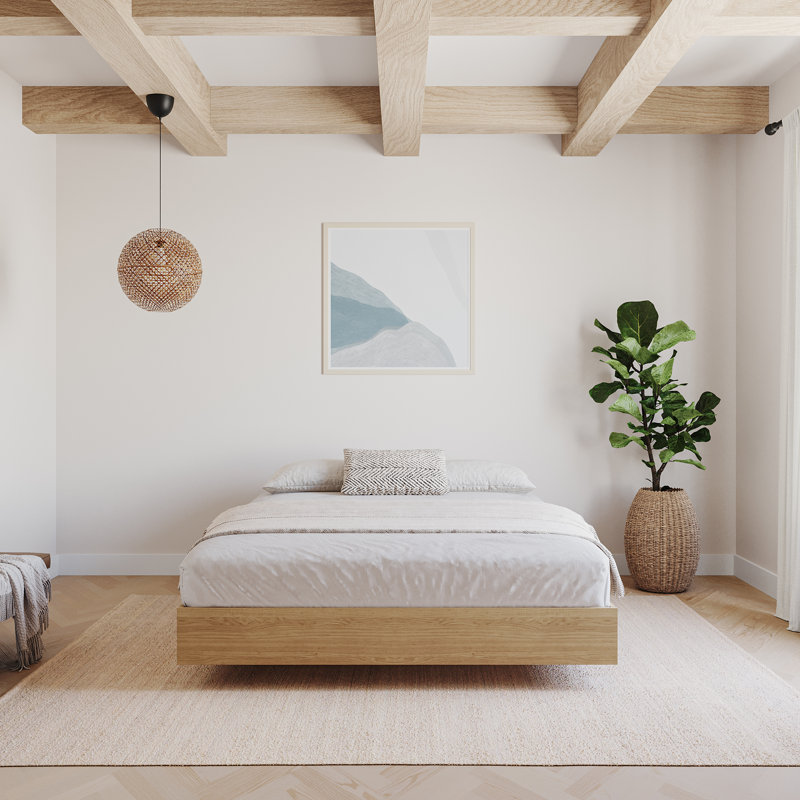 Platform Bed Frame, Beige