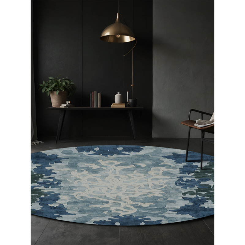 Tapis gris lavable à la machine GSIX03695, Rond 8 pi