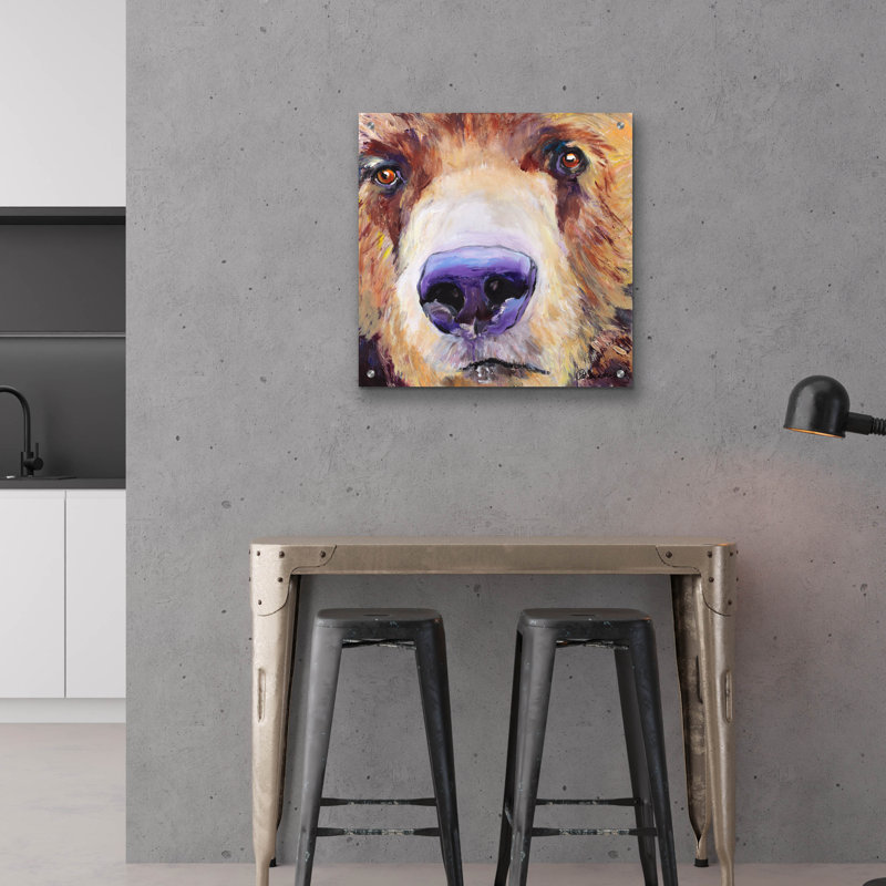 Art mural en verre acrylique épique «Sniffer» par Pat Saunders-White, 24 po x 24 po, H 24 po x l 24 po