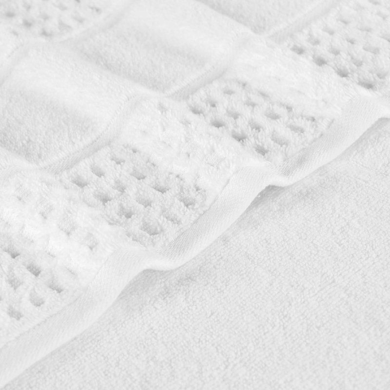  Ensemble de serviettes en coton Zero-Twist - texture gaufrée nid d'abeille - séchage rapide, Blanc