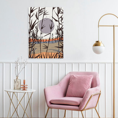 Contemporary Art Abstract Contemporary Minimalist Bamboo Forest Landscape Wall Art - Wrapped Canvas Print